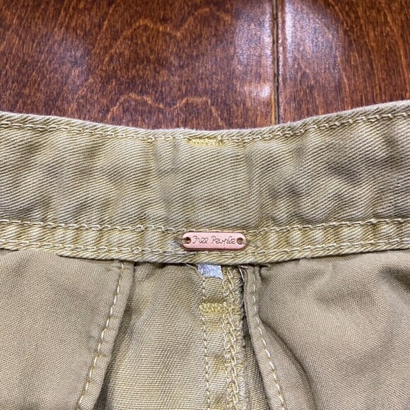 Free People Petite Khaki Chino Cotton Straight Leg Pants Women's Size 0 - Picture 4 of 7